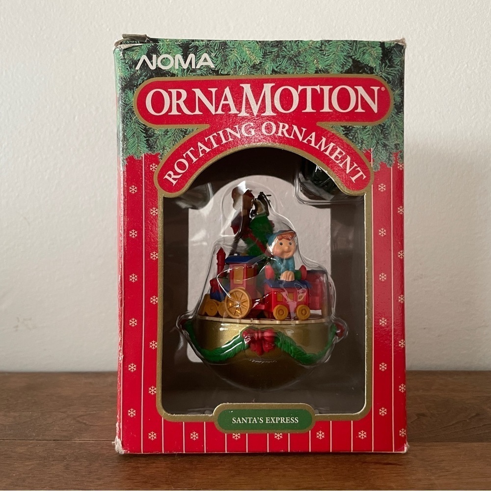 Noma Ornamotion Christmas Tree Train Elves Rotating Ornament Santa's Express